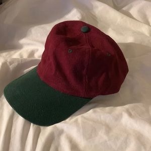 KC caps strap back Burgundy red and forest green plain hat